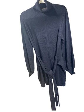 LOFT Black Tie-Waist Turtleneck Tunic